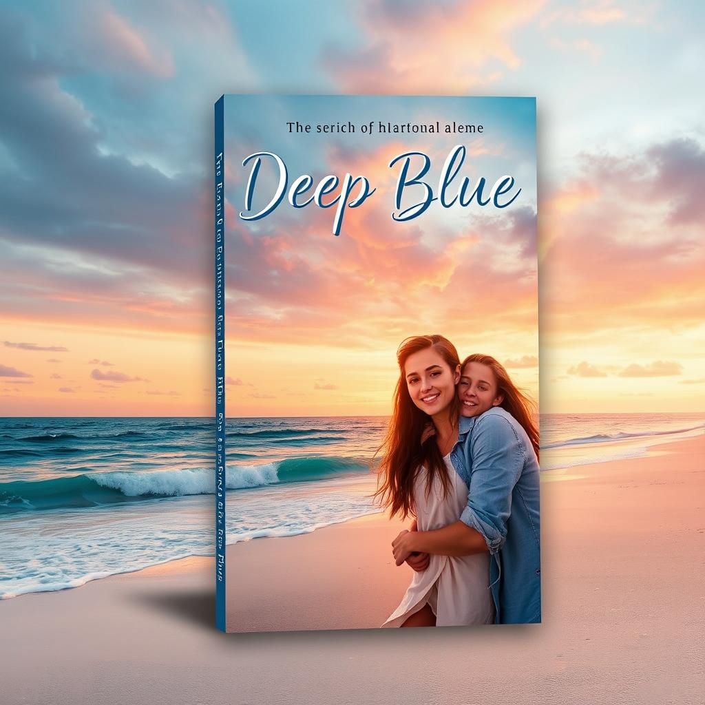 A stunning contemporary YA romance graphic art book cover for 'The Deep Blue'