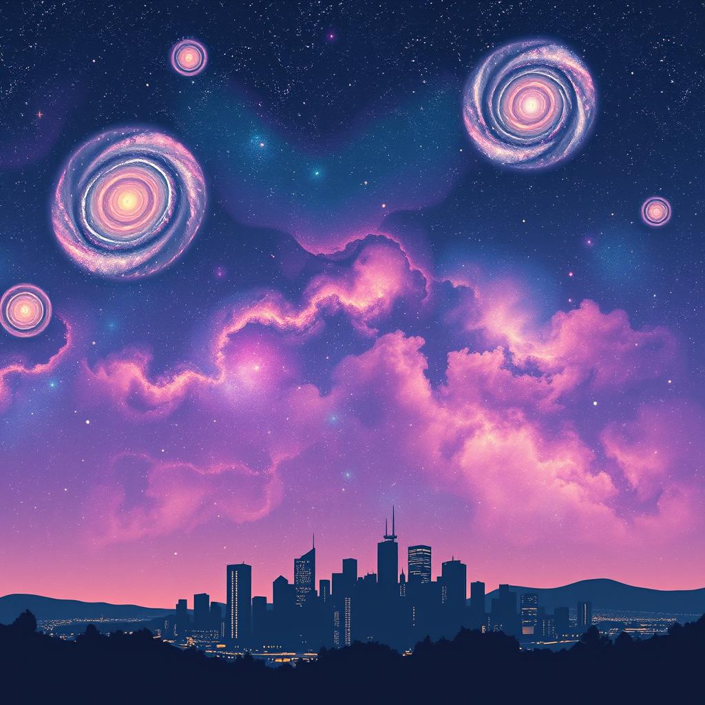 A dreamy lofi album cover with a captivating outer space theme