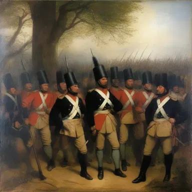 The painting captured the alerting of the soldiers before going into battle.