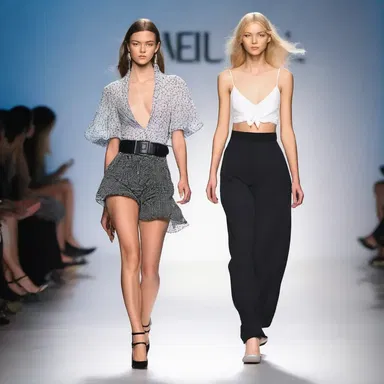 The model walked down the runway with alertness, showcasing each outfit with lively attentiveness.