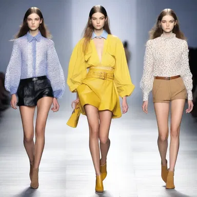 The model walked down the runway with alertness, showcasing each outfit with lively attentiveness.