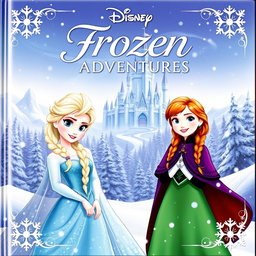 A beautifully illustrated cover featuring Elsa and Anna from Disney's Frozen, standing together in a winter landscape with snowflakes gently falling around them