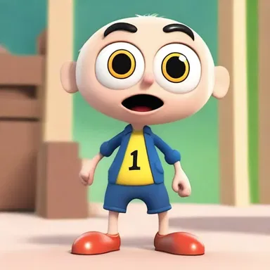 The cartoon character's alertness was portrayed through its wide eyes and quick movements.