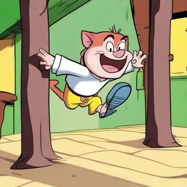 The character's alertness saved him from falling into the trap set by the villain in the cartoon.