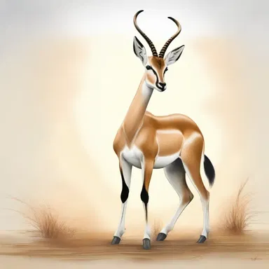 The artist depicted the gazelle in a pose that showed its alertness to the surrounding environment.
