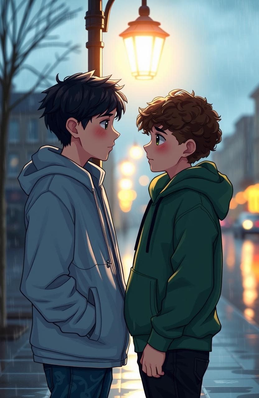 A touching scene depicting two boys sharing a bittersweet moment
