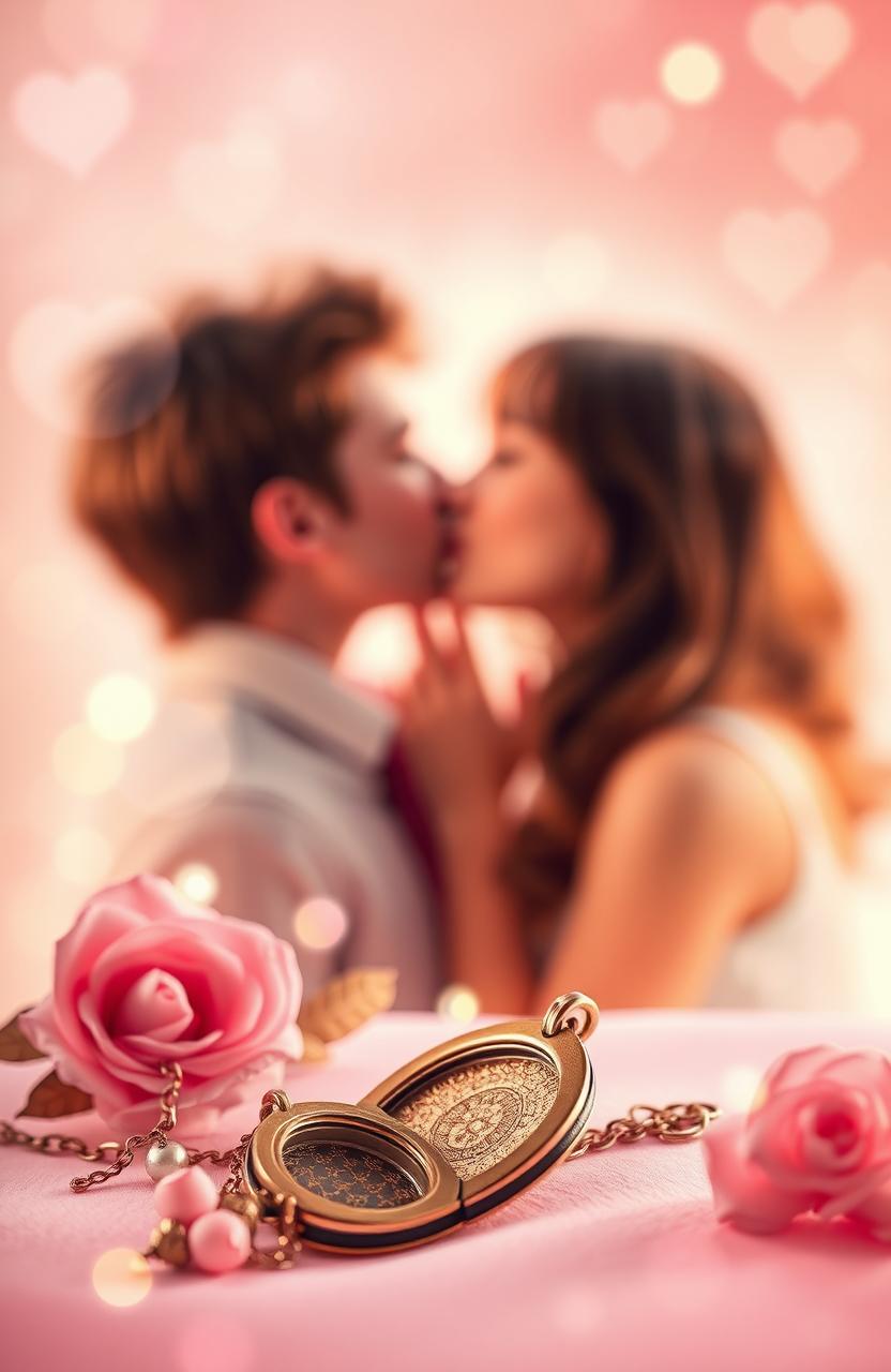 A captivating contemporary YA book cover featuring a romantic, dreamy background that evokes a sense of intimacy