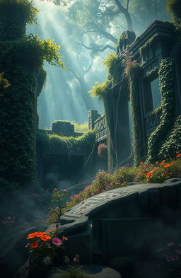 A mysterious and enigmatic landscape depicting the concept of an 'untold past'