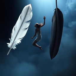 A dynamic scene featuring a woman suspended in mid-air, illuminated by a radiant backlight