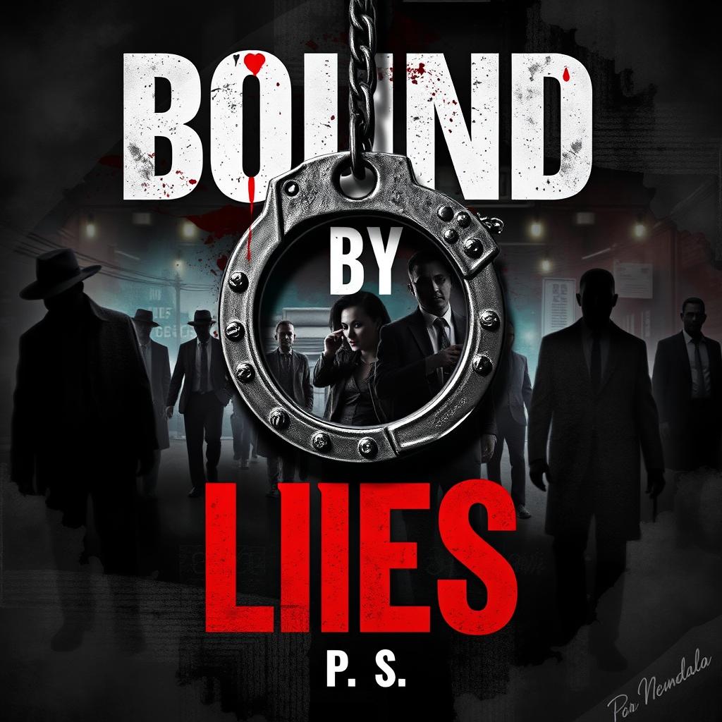 A dark romance collage book cover for 'BOUND BY LIES' by P
