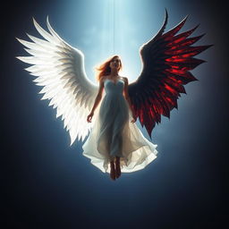 A stunning visualization of a woman suspended in mid-air, illuminated by a soft, celestial backlight