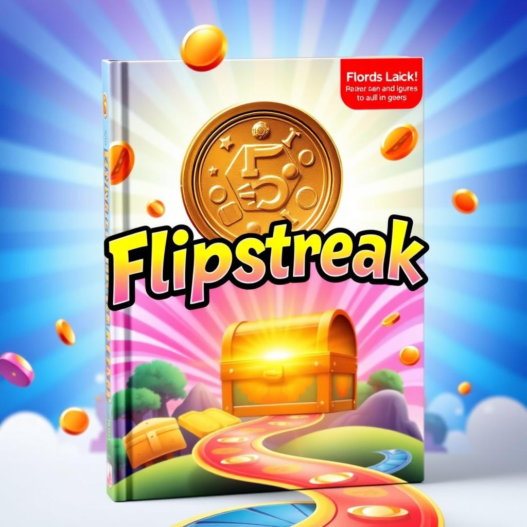 A captivating book cover for a family-friendly board game titled 'Flipstreak'