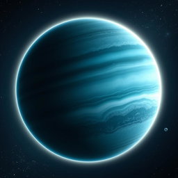 A stunning and detailed depiction of the planet Uranus, showcasing its distinctive blue-green color and unique ring system