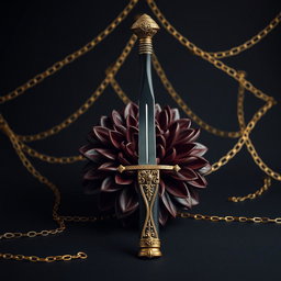 A sophisticated black wallpaper featuring intricate golden chains that weave elegantly across the surface