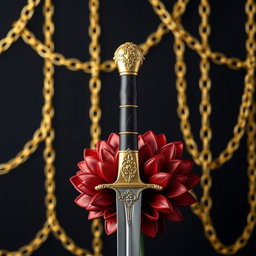 A sophisticated black wallpaper featuring intricate golden chains that weave elegantly across the surface