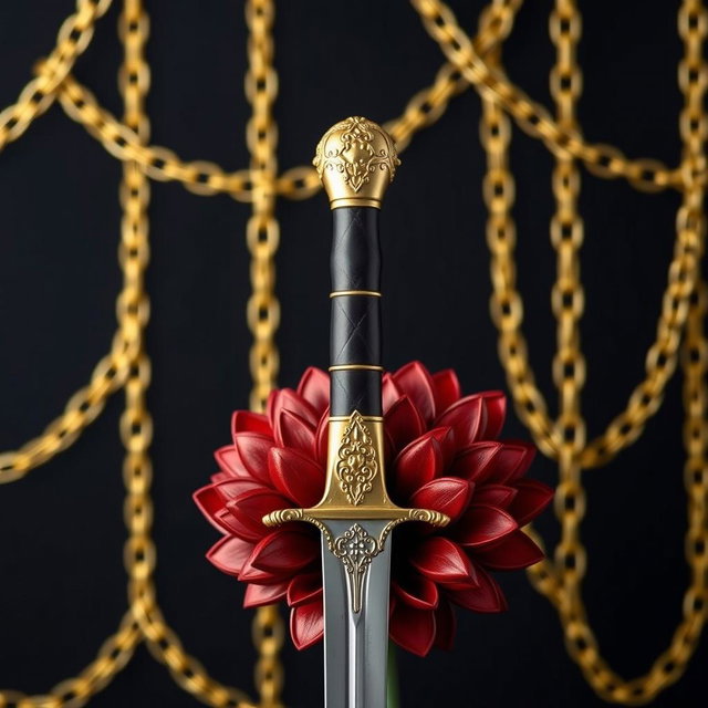 A sophisticated black wallpaper featuring intricate golden chains that weave elegantly across the surface