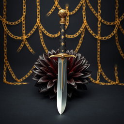 A sophisticated black wallpaper featuring intricate golden chains that weave elegantly across the surface