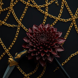 A stunning black wallpaper featuring elegant golden chains that are intricately interwoven throughout the design