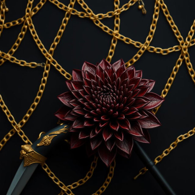 A stunning black wallpaper featuring elegant golden chains that are intricately interwoven throughout the design