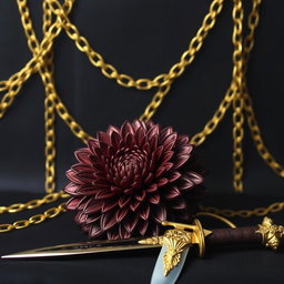 A stunning black wallpaper featuring elegant golden chains that are intricately interwoven throughout the design