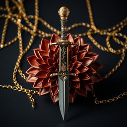 An elegant black wallpaper designed as a captivating book cover, adorned with subtle golden chains that softly weave into the background, providing a rich texture without being overly prominent