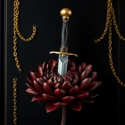 A sophisticated black wallpaper designed to resemble an exquisite book cover, featuring understated golden chains that subtly weave through the background without overpowering the main elements