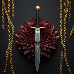 A sophisticated black wallpaper designed to resemble an exquisite book cover, featuring understated golden chains that subtly weave through the background without overpowering the main elements