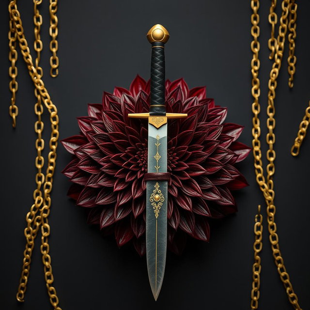 A sophisticated black wallpaper designed to resemble an exquisite book cover, featuring understated golden chains that subtly weave through the background without overpowering the main elements