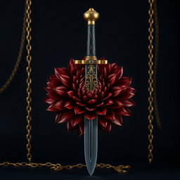 A dramatic black wallpaper designed to evoke the essence of a striking book cover, featuring subtle golden chains that elegantly intertwine the background, creating a luxurious texture without overpowering the overall aesthetic