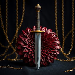 A dramatic black wallpaper designed to evoke the essence of a striking book cover, featuring subtle golden chains that elegantly intertwine the background, creating a luxurious texture without overpowering the overall aesthetic