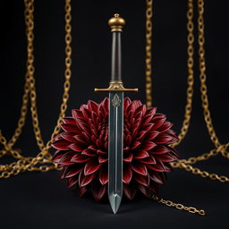 A dramatic black wallpaper designed to evoke the essence of a striking book cover, featuring subtle golden chains that elegantly intertwine the background, creating a luxurious texture without overpowering the overall aesthetic