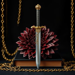 An elegant black wallpaper styled to resemble an alluring book cover, featuring soft golden chains subtly integrated into the background, creating a sense of luxury without overshadowing the main elements