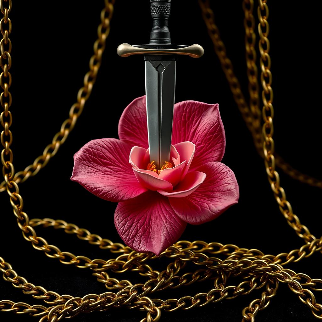 A dramatic and striking scene featuring a rich black background that enhances the visual impact