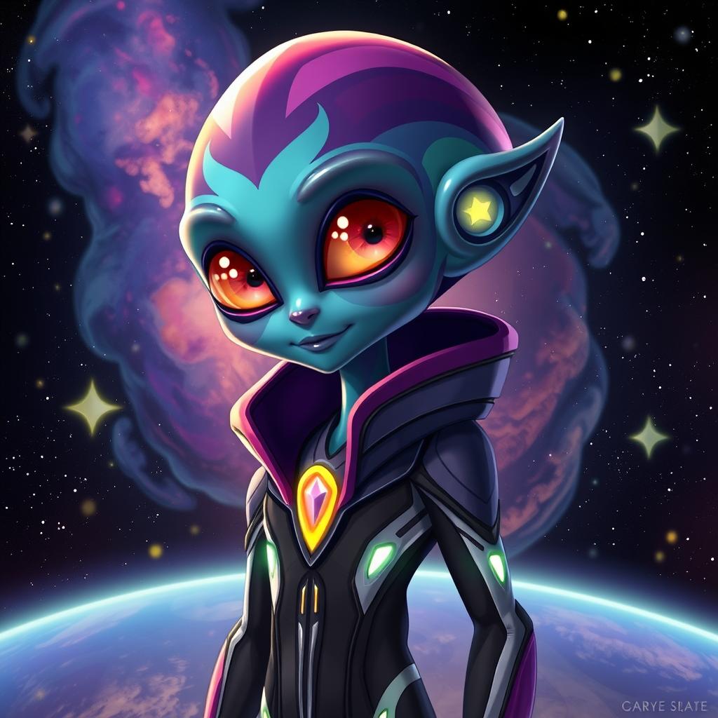 Sylus from 'Love and Deep Space', portrayed as an enigmatic and charming alien character with distinct features