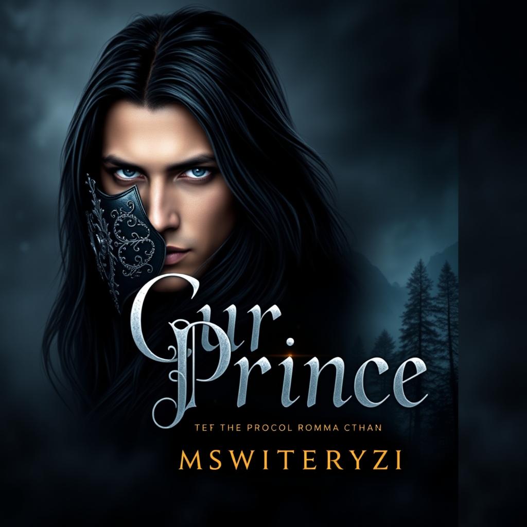 A stunning and dark romance book cover design featuring the title "The Cursed Prince" by Mswriterryzi in an elegant, gothic font