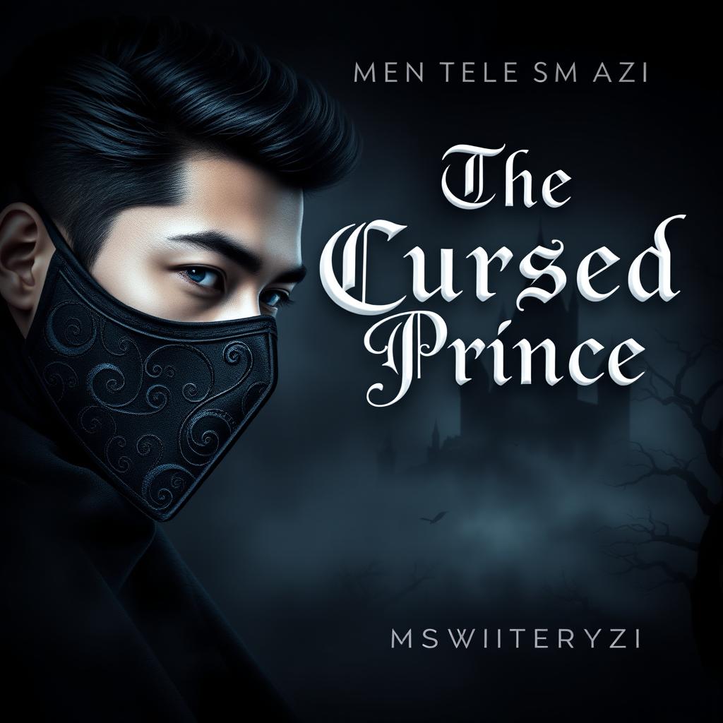 A stunning and dark romance book cover design featuring the title "The Cursed Prince" by Mswriterryzi in an elegant, gothic font