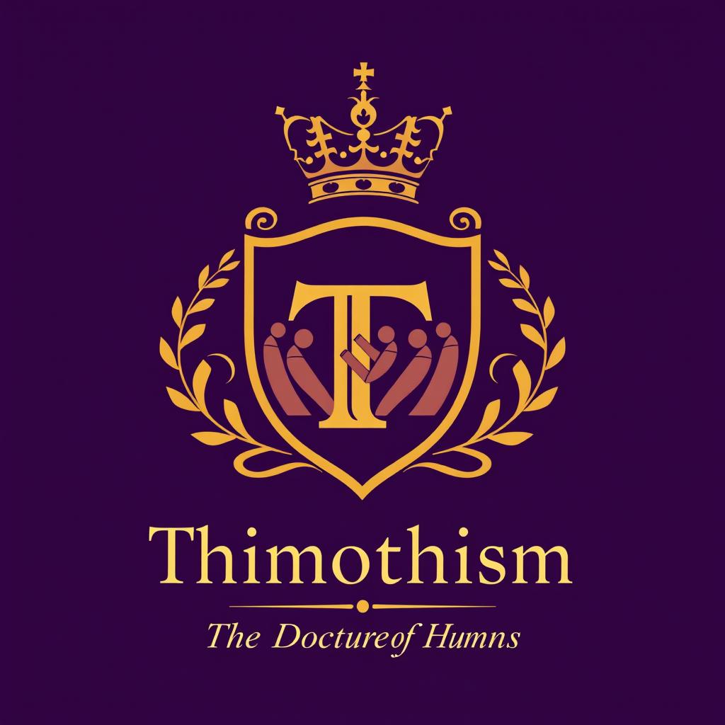 Create a distinguished and professional royal logo for the new society titled "Thimothism: The Doctrine of Humans"