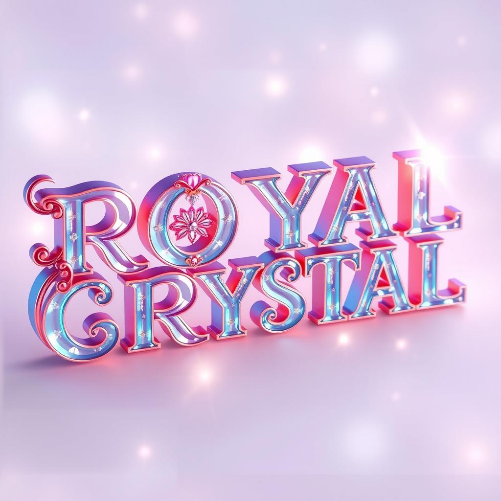 A stunning 3D representation of the words 'ROYAL CRYSTAL' in a magical, attractive color scheme