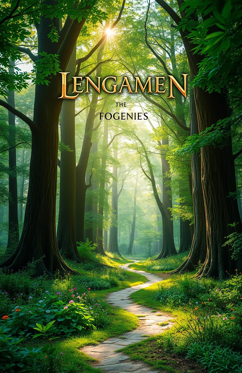 A visually striking A5 book cover design featuring an enchanting forest scene