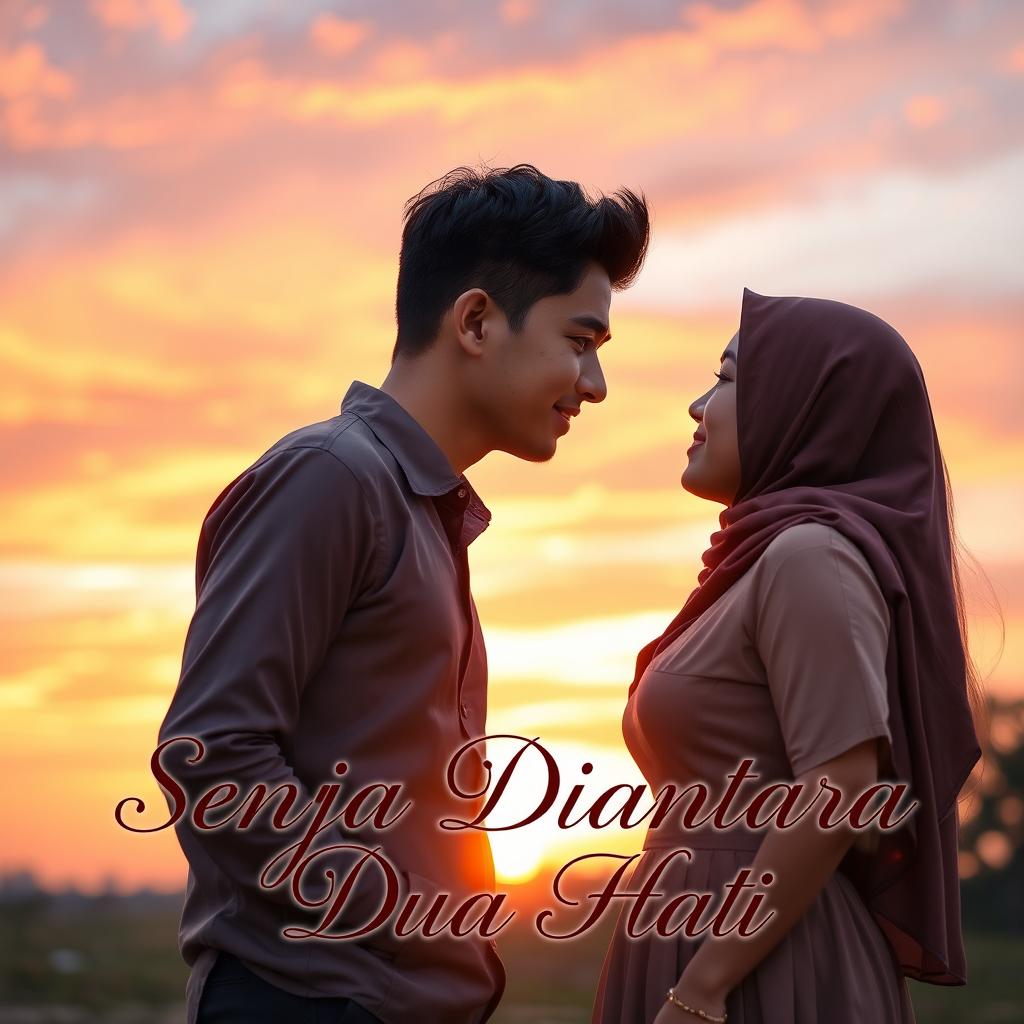 A serene scene depicting a young man and woman gazing into each other's eyes in a respectful and polite manner