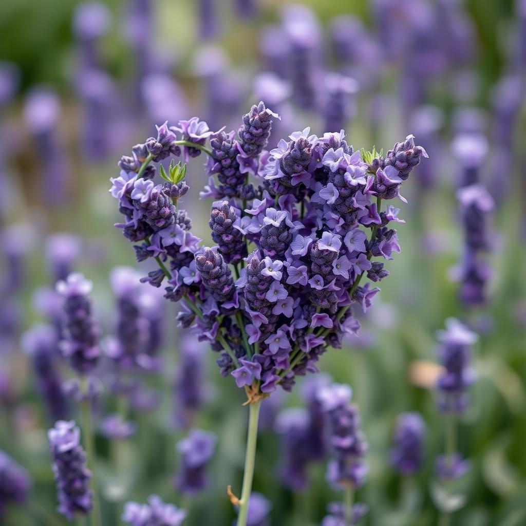 A vibrant heart made of lavender, showcasing delicate lavender flowers intricately arranged to form the shape of a heart
