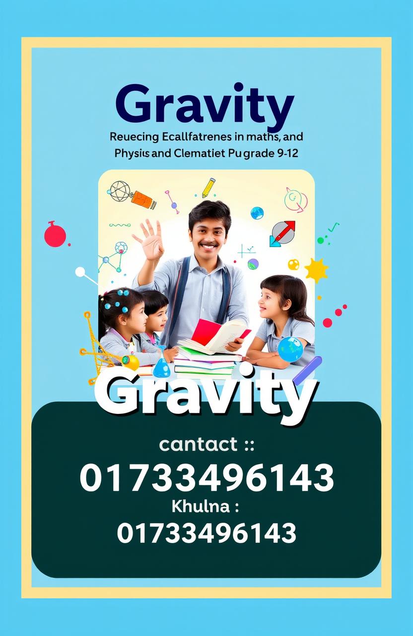 A vibrant and engaging promotional poster for a coaching center named 'Gravity'