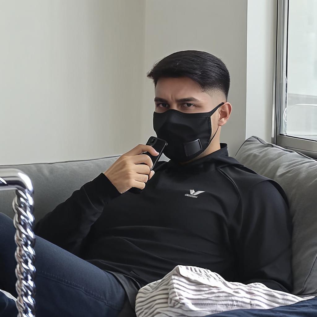 cover the face with a black mask
