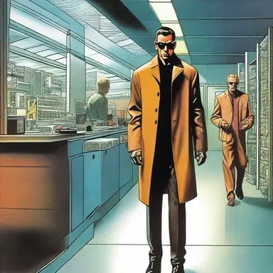 In the futuristic society depicted in the science fiction novel, the protagonist fabricated an alibi to cover up his involvement in a high-tech heist.