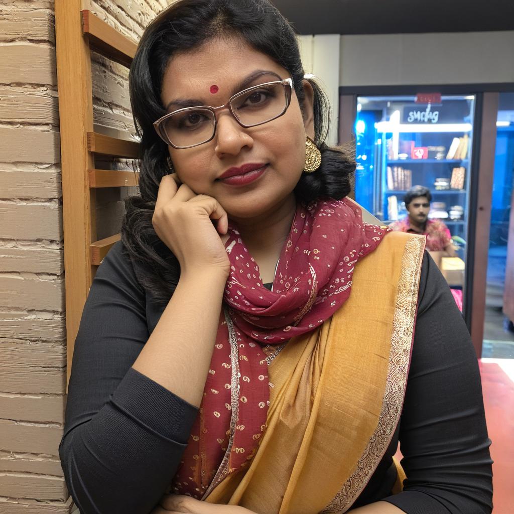 Wearing saree