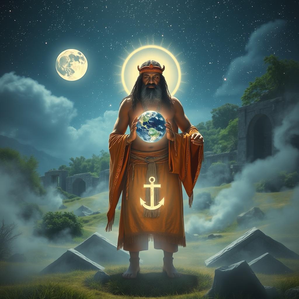 An ethereal scene depicting a mystical past life exploration