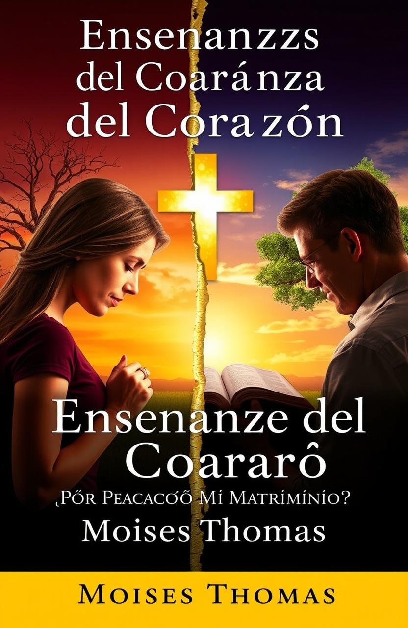 A symbolic realism book cover featuring a couple separated by a golden cross-shaped crack extending between them
