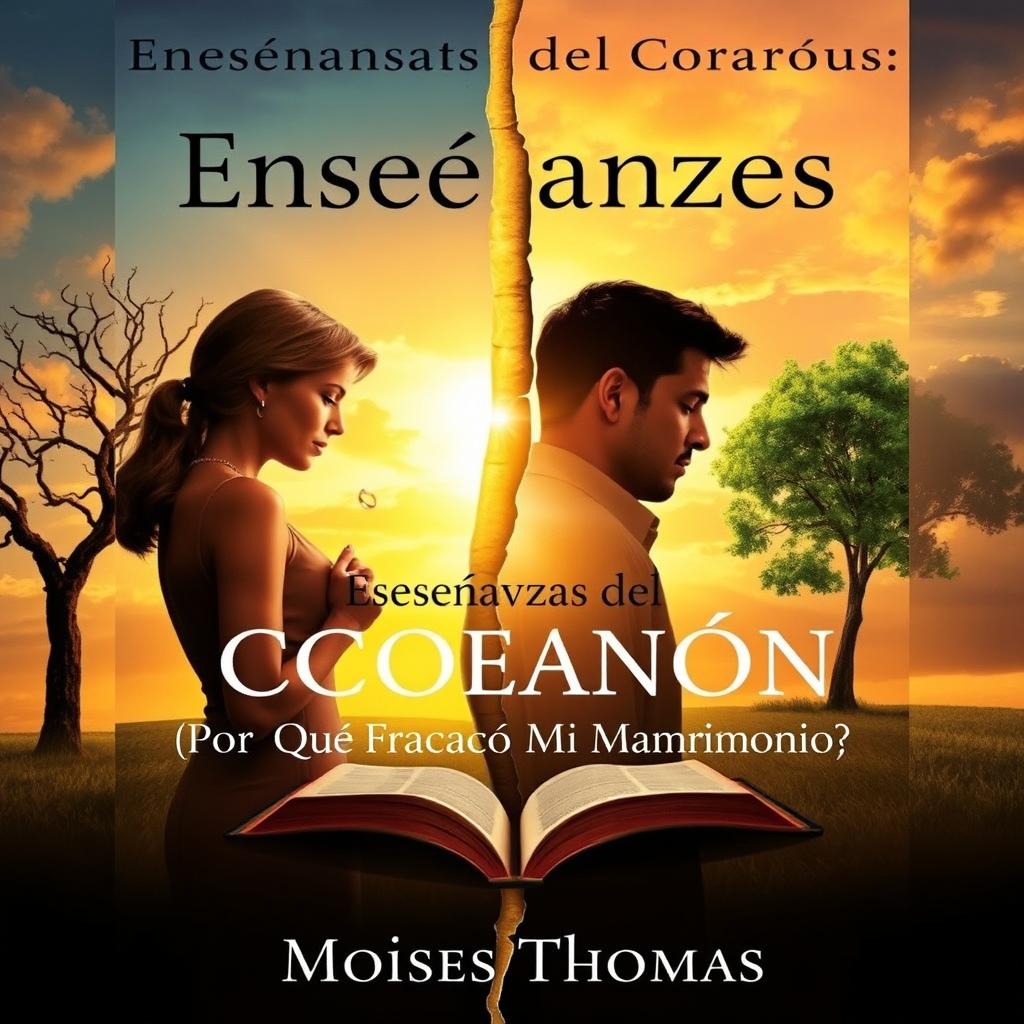 A symbolic realism book cover featuring a couple separated by a golden cross-shaped crack extending between them