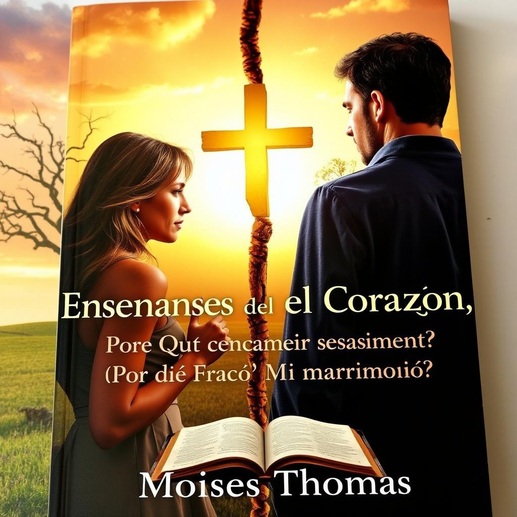 A symbolic realism book cover featuring a couple separated by a golden cross-shaped crack extending between them