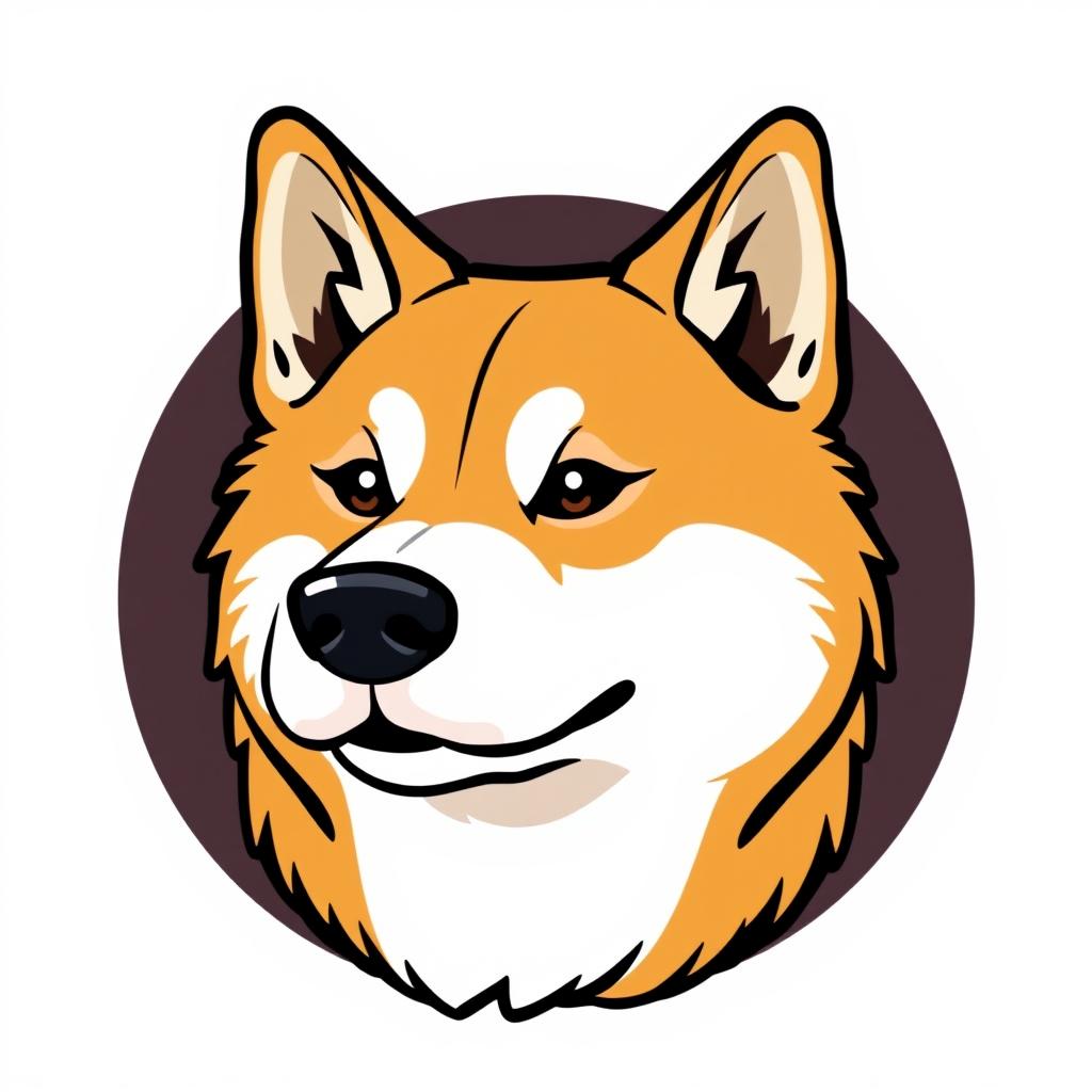 A logo design featuring the head of a Japanese Akita Inu dog, designed in a vector style